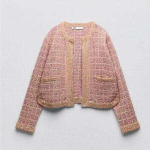 Zara CHECK KNITLurix CARDIGAN w